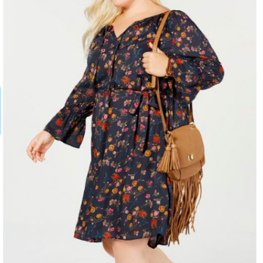 Lucky Brand Floral Midi Dress - Navy and Multicolor
